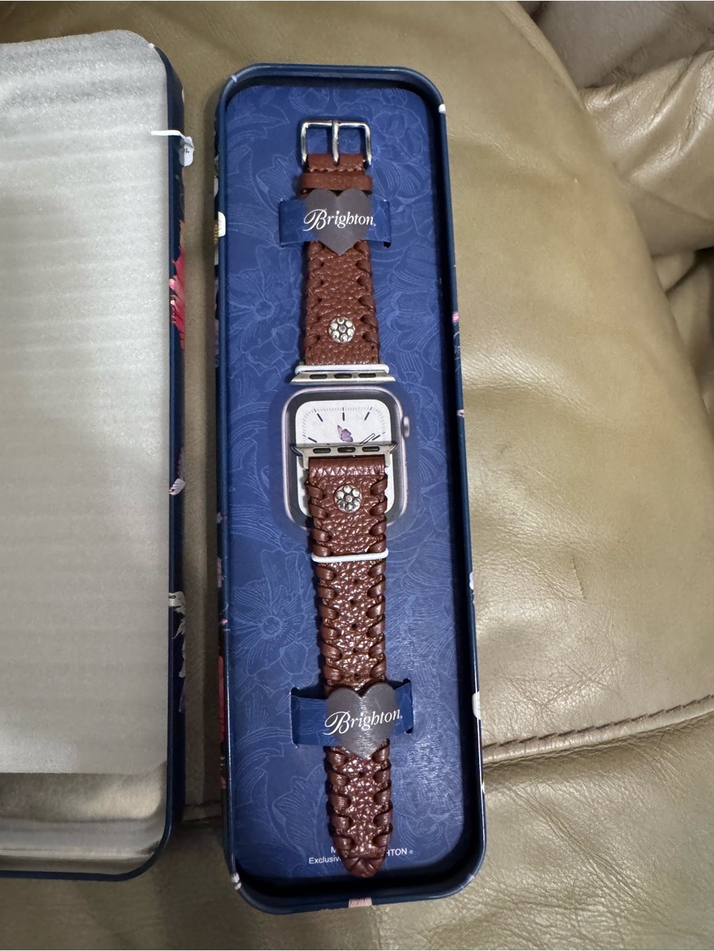 Brighton Women’s Brown Braided Leather Watch Strap with Decorative Studs